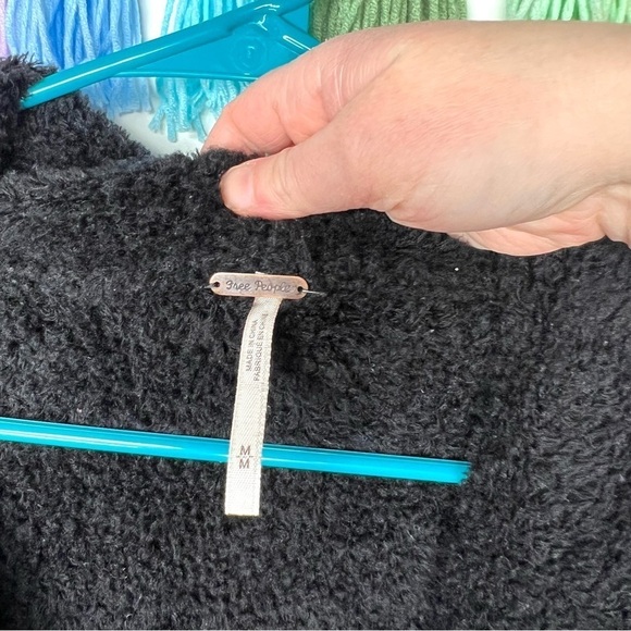 Free People Wool Oversized Teddy Moto Jacket Sweater Size Medium - Picture 8 of 15